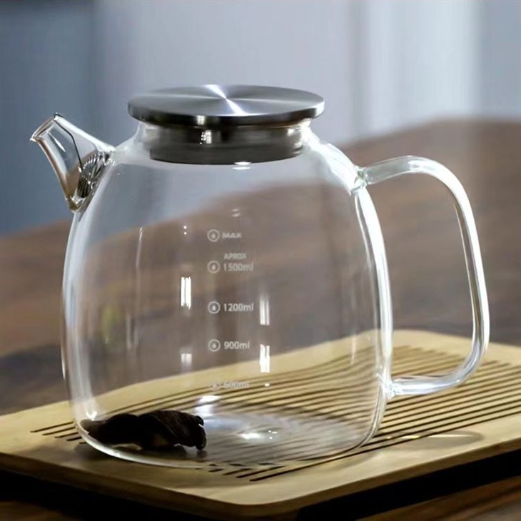 Clear Glass Cold Water Kettle With Handle,1500ml /50OZGlass Teapot For Stovetop & Microwave Safe,Teapot With 304 Stainless Steel Spring Wire Strainer